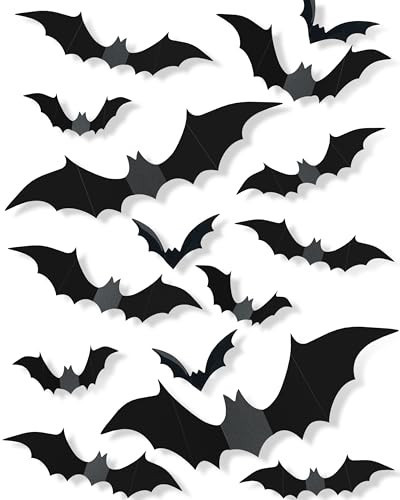 120 Pcs 3D Halloween Decorations Bats Decor,5 Sizes Bats Wall Decor Indoor | Amazon (US)
