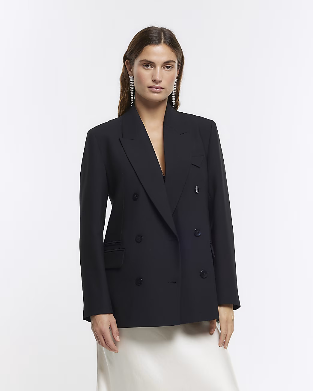 Black RI Studio pocket detail blazer | River Island (UK & IE)