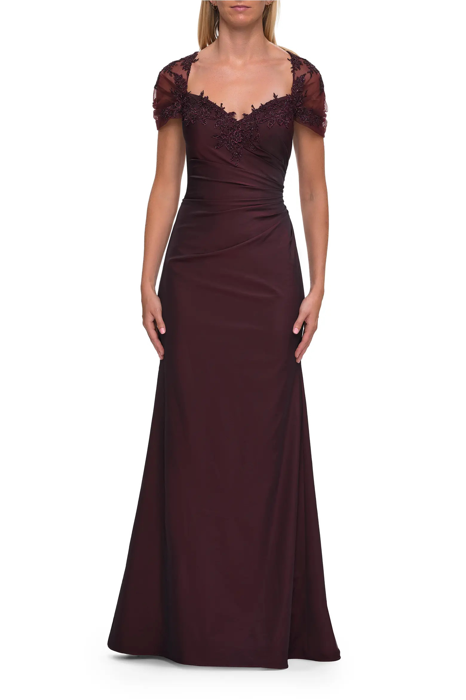 Embroidered Lace Sleeve Gown with Keyhole Back (Women) | Nordstrom | Nordstrom