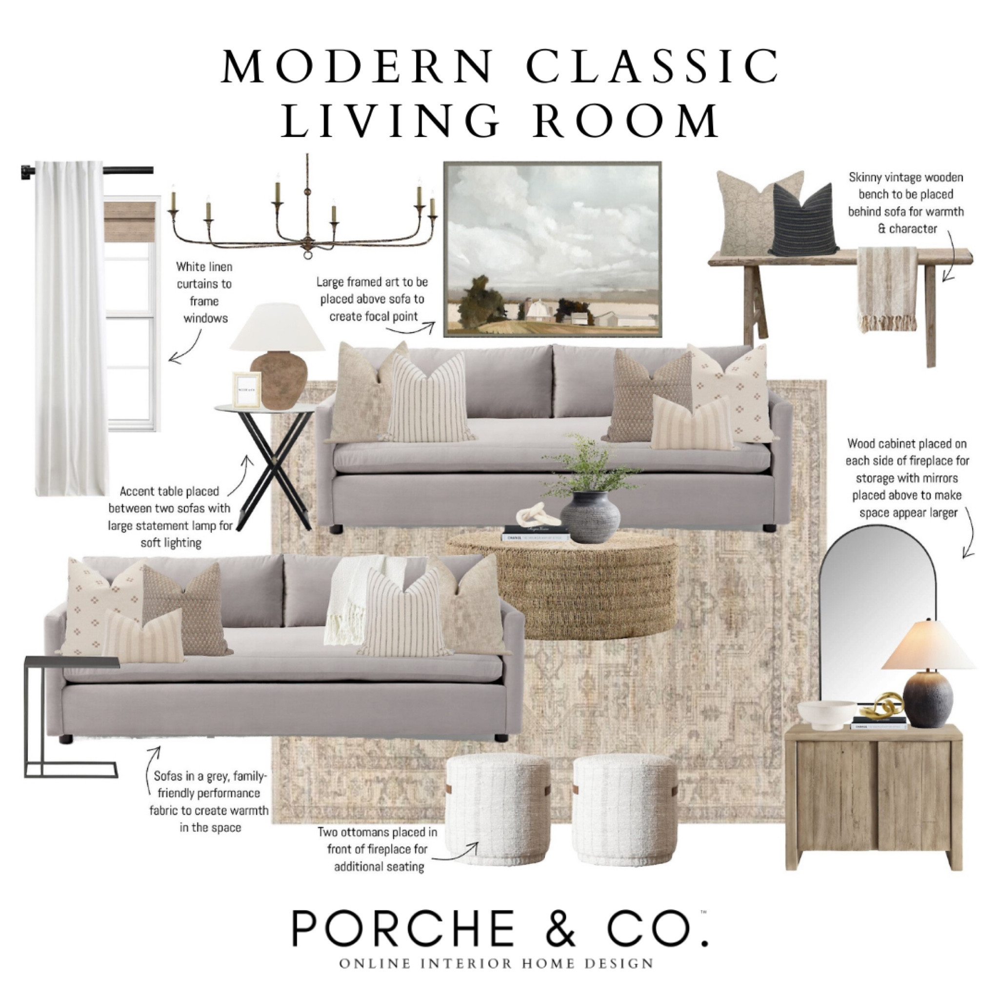 Living room design, living room mood board, living room inspo, transitional living room, round coffee table, large landscape art 

#LTKstyletip #LTKhome #LTKsalealert