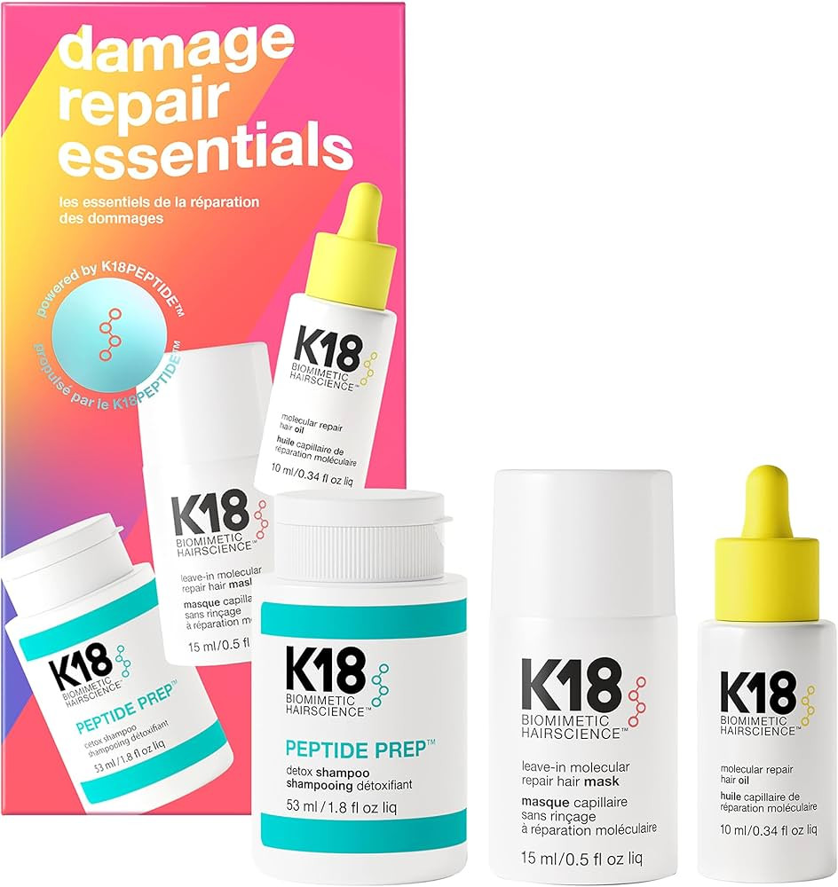 K18 Damage Repair Essentials Kit, Travel-Friendly Trio Featuring Mini Hair Mask, Mini Hair Oil & ... | Amazon (US)