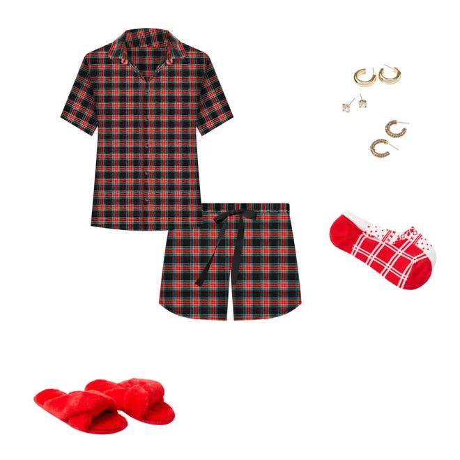 Shimmer Plaid Pajama Top | LOFT