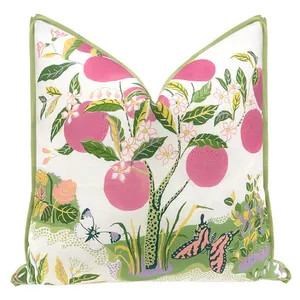 Schumacher Citrus Garden // Rosé Pink With Butterfly Flange Pillow | Designer Fabric | Botanical... | Etsy (Global)