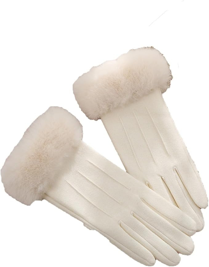 Womens Winter Suede Gloves with Touchscreen Texting Fingers Sherpa Fleece Lined Windproof Warm Pl... | Amazon (US)