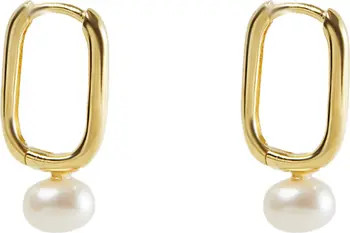 Freshwater Pearl Drop Hoop Earrings | Nordstrom