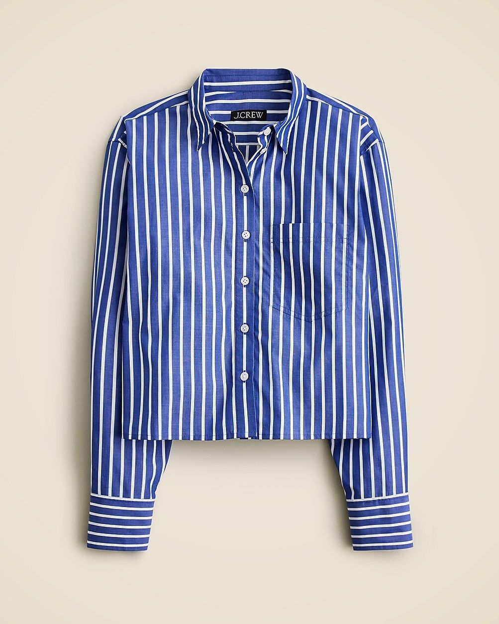 Cropped button-up shirt in stripe | J. Crew US