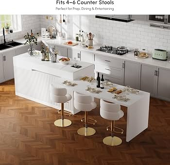 homary Extendable Kitchen Island, 81"-106" Kitchen Island Cabinet with Sintered Stone Top, Storag... | Amazon (US)
