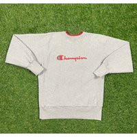 Vintage Gray Red Lining Champion Reverse Weave Crewneck Sweatshirt Medium M Quality 1990's Oversized Fit Made USA Original 90S Pull Over | Etsy (US)