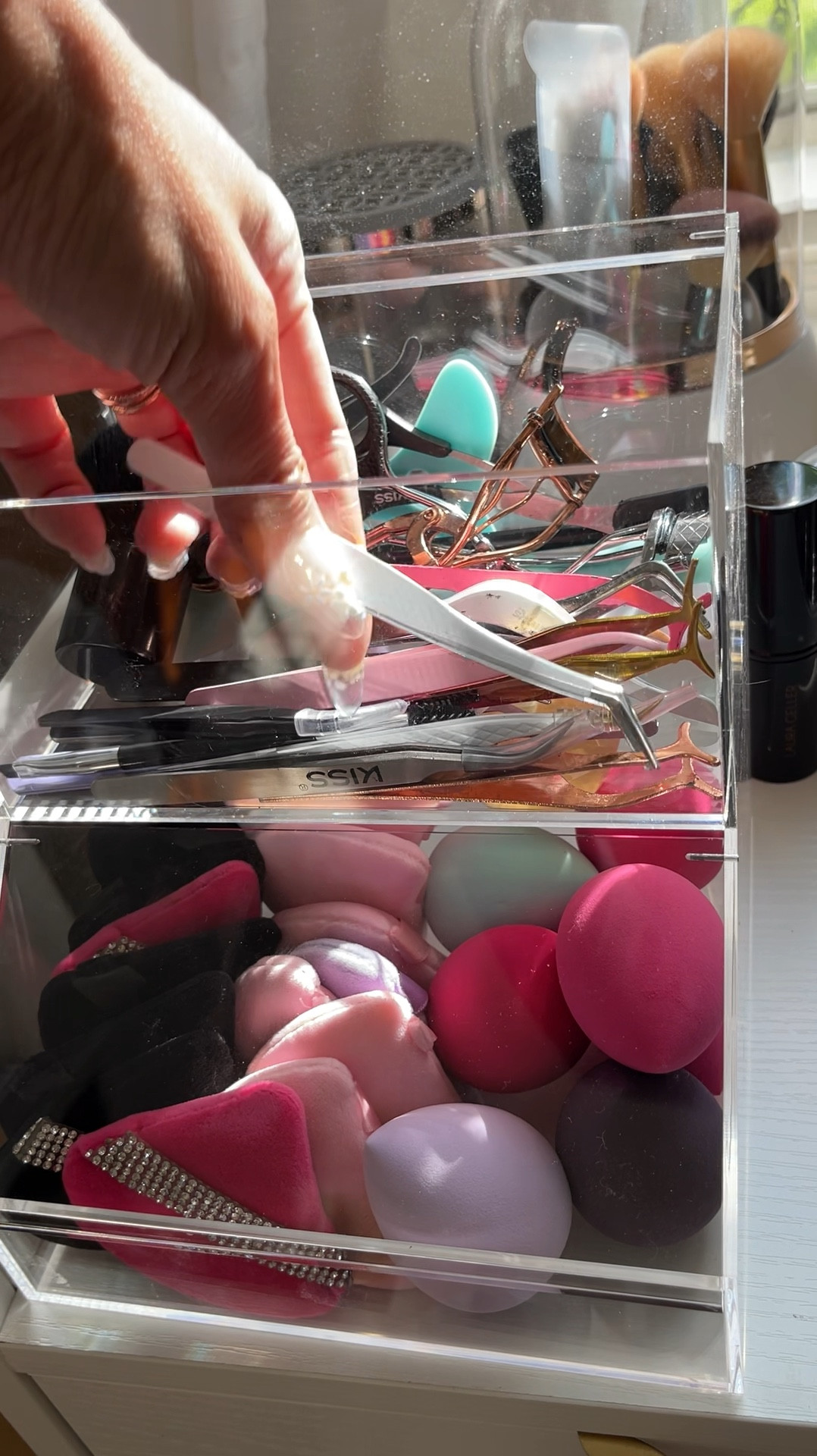 Cleaning my makeup table was a real undertaking, but WOW it was worth it! 

Once your makeup brushes and tools are clean, you don’t want to leave them out to get dusty and dirty. I especially recommend storing eye makeup tools, beauty blenders and reusable cosmetic sponges in a “clean tools only” container like this one with flip top lids for easy access to your cleaned and sanitized tools. 

I’ll also link the covered lazy Susan style rotating makeup brush organizers you see in the background and my amazon beauty favorites! 🖤

Related: beauty asmr, adhd organization, makeup table, makeup organizer, clean beauty tools, sanitized nail tools, clear storage, clear organizer, amazon finds 

#LTKSummerSales #LTKBeauty #LTKFindsUnder50