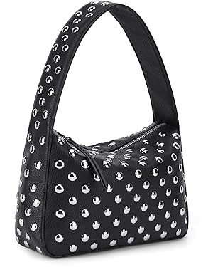 YFGBCX Studded Purses Black Shoulder Bag Y2K Purse for Women Handbag Soft Leather Fall Purse | Amazon (US)