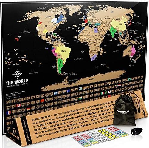 Landmass - Scratch Off Map Of The World Poster - Scratch Off World Map Print - Wall Art - Deluxe ... | Amazon (US)