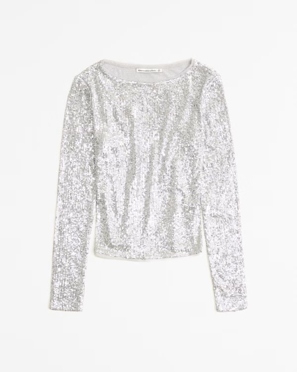 Women's Long-Sleeve Sequin Boatneck Top | Women's Party Collection | Abercrombie.com | Abercrombie & Fitch (US)