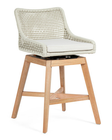 20x38 Rope Swivel Cross Weave Counter Stool With Cushion | TJ Maxx