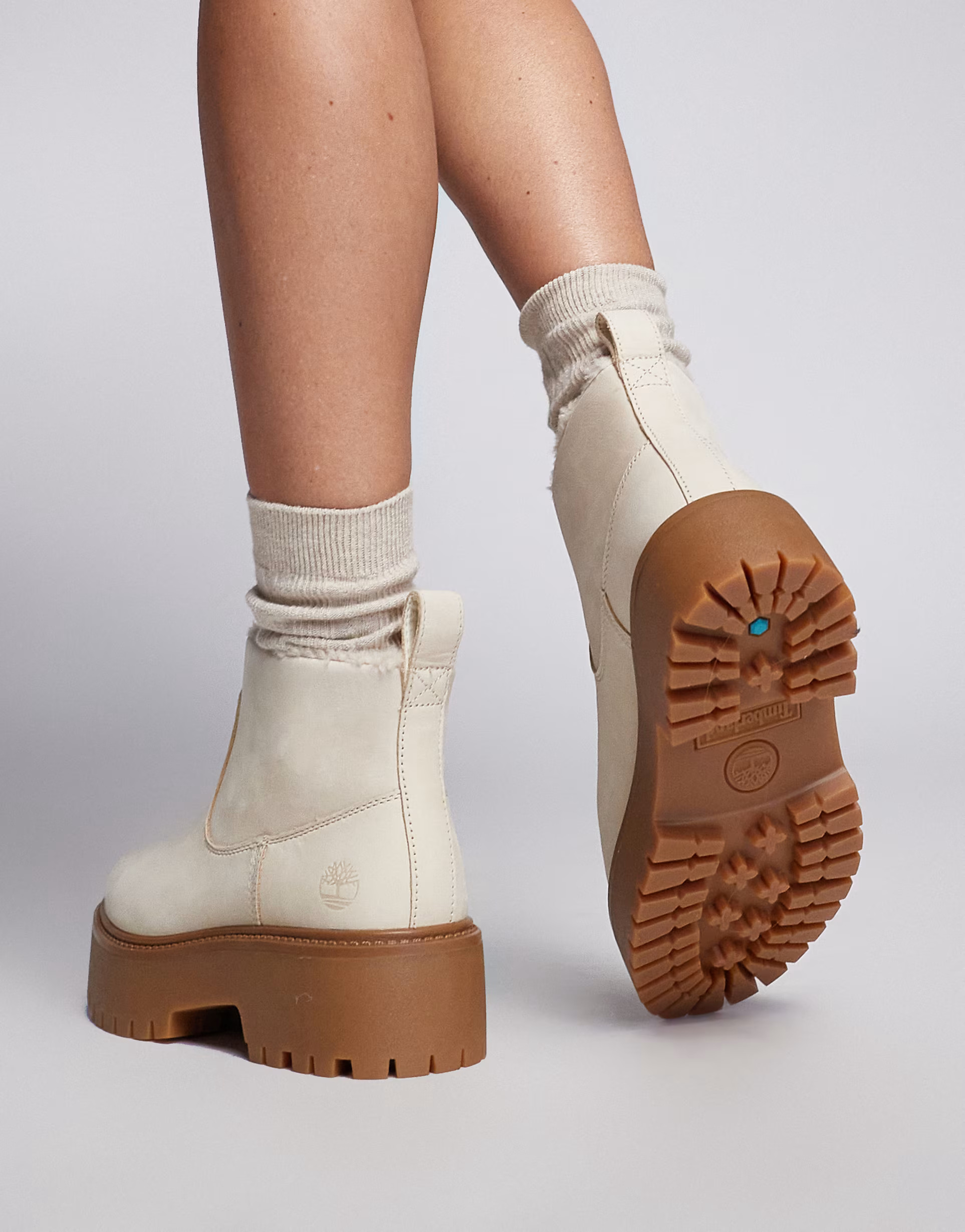 Timberland stone street mid warm lined boot in natural nubuck | ASOS (Global)