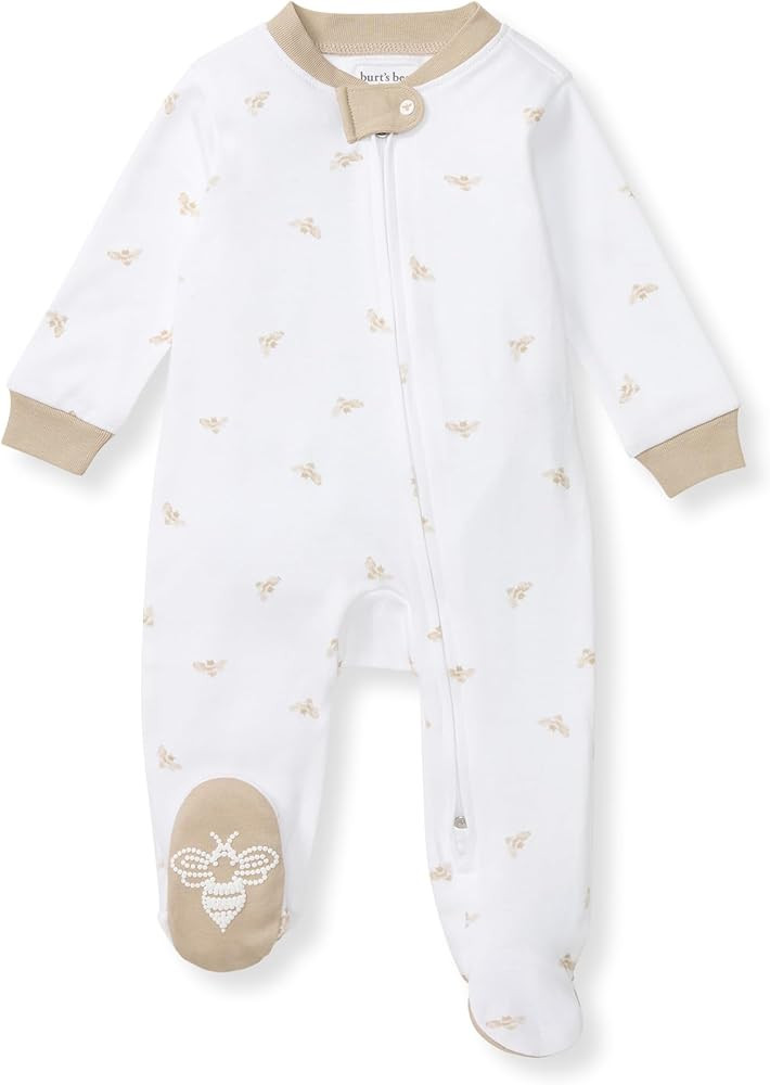 Burt's Bees Baby Boys Sleep and Play PJs, 100% Organic Cotton One-Piece Zip Front Romper Jumpsuit... | Amazon (US)