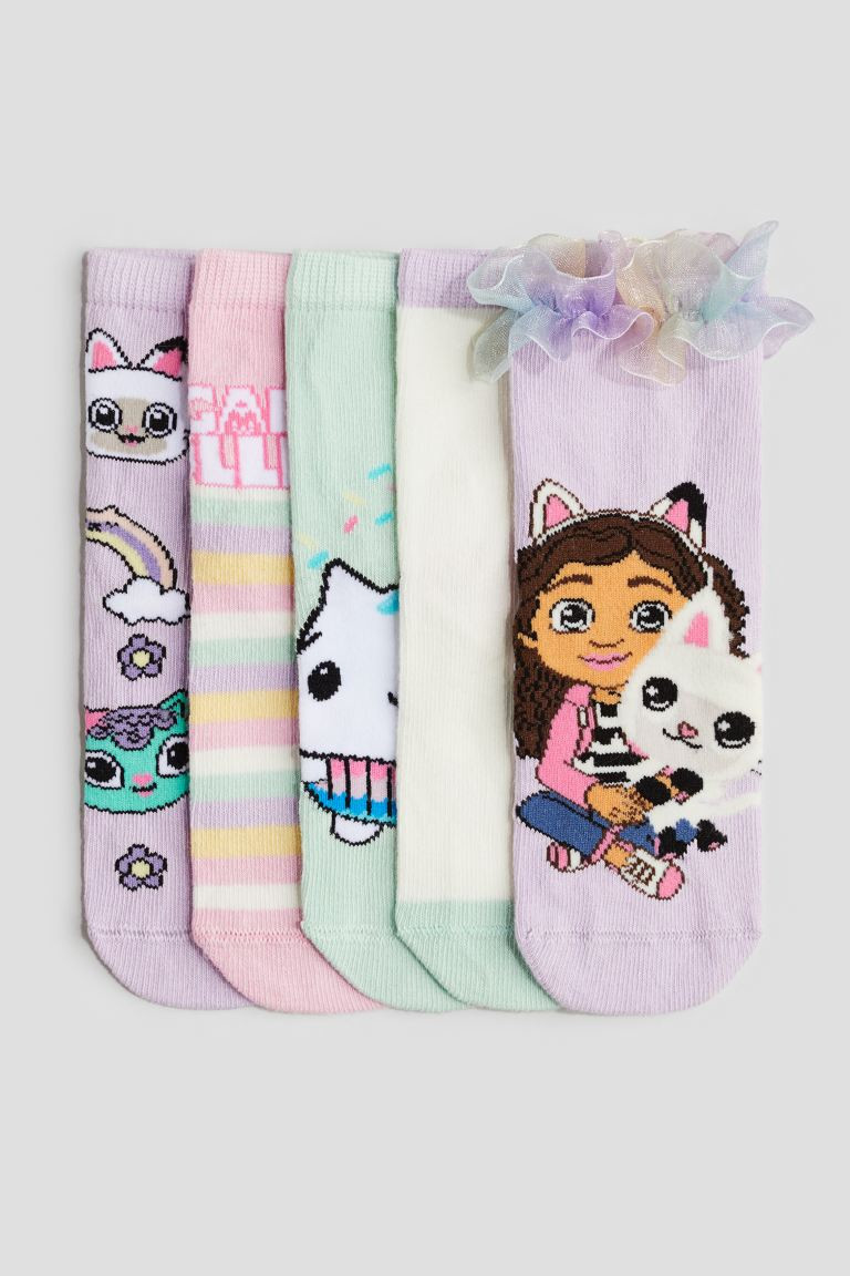5-pack Socks - Purple/Gabby's Dollhouse - Kids | H&M US | H&M (US + CA)