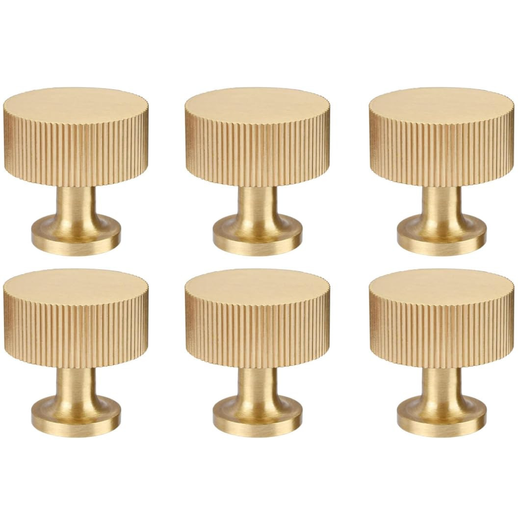 RZDEAL 6pcs Solid Brass Cabinet Knobs Pulls Cabinet Drawer Dresser Gold Knobs Modern Handles (1"x... | Amazon (US)
