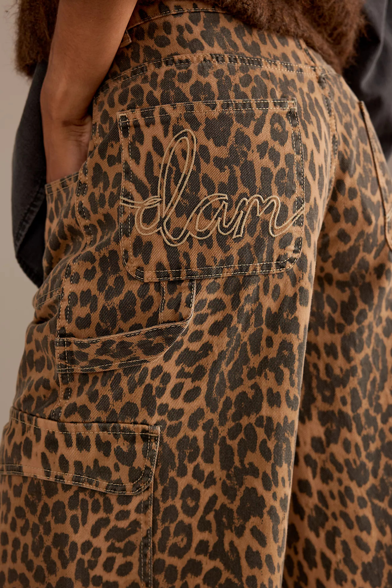 Damson Madder Leopard Wide-Leg Cargo Jeans | Anthropologie (UK)