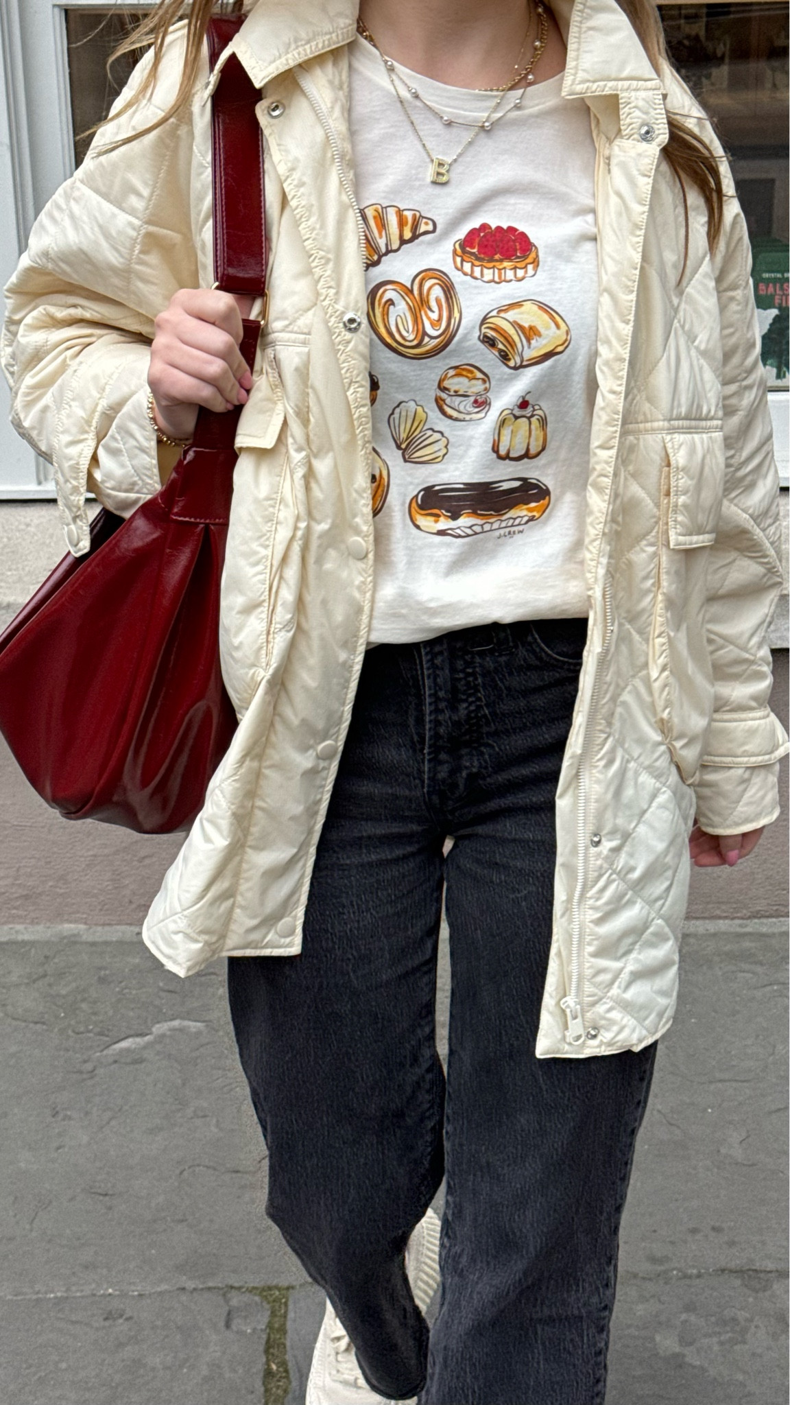 ootd for a little galentines brunch with the girls! Obsessed with graphic tees right now and this one from jcrew factory is so chic and so cheap! New fav ♥️🥐✨

#LTKsalealert #LTKMostLoved #LTKworkwear