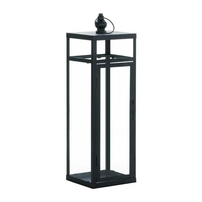 22.5" Black Solid Contemporary Geometric Candle Lantern | Walmart (US)