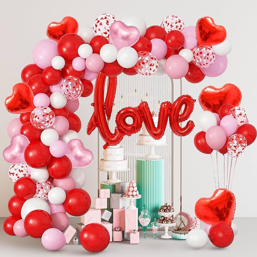 Dazzle Bright 260Pcs Valentines Day Balloon Arch Kit, Galentines Love Balloon Garland Valentines ... | Amazon (US)