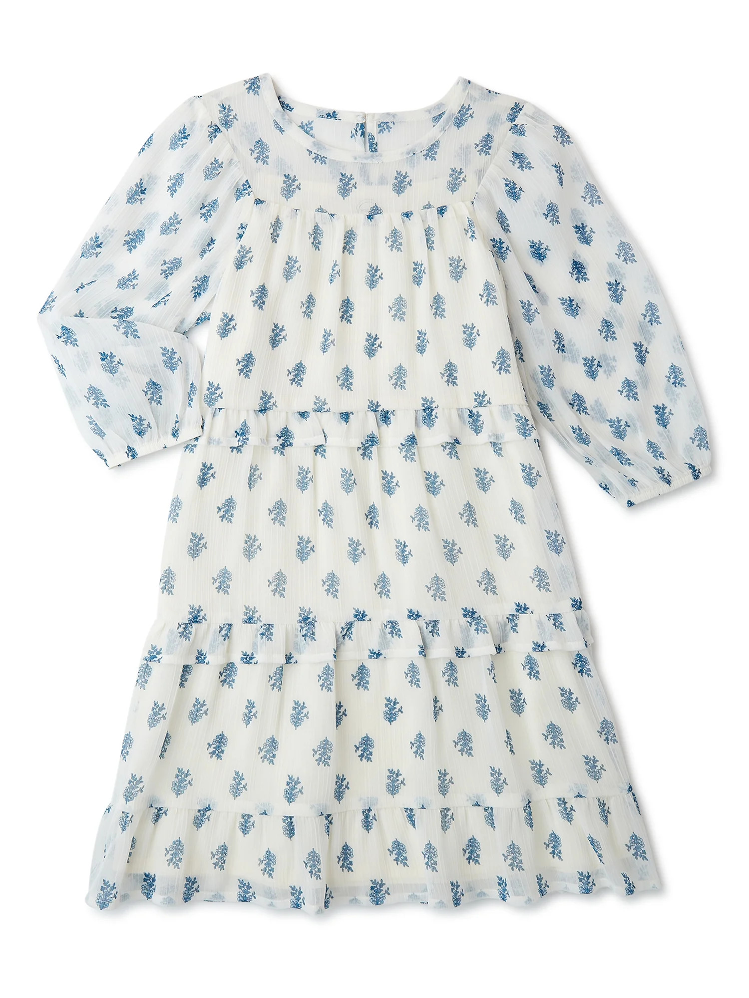 Wonder Nation Girls Short Sleeve Chiffon Peasant Dress, Sizes 4-18 & Plus | Walmart (US)