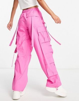 ASOS DESIGN oversized utility combat pants in bright pink | ASOS (Global)