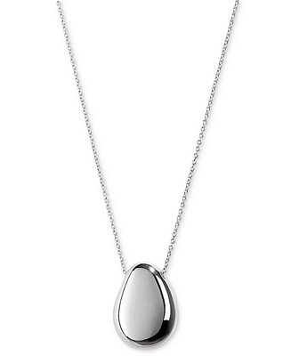 Pebble Rhodium-Plated Pendant Necklace | Macy's