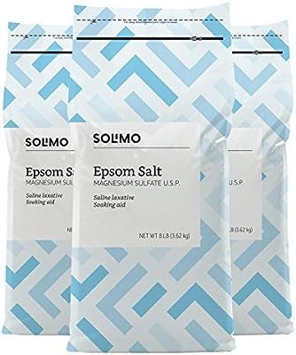Amazon Brand - Solimo Epsom Salt Soak, Magnesium Sulfate USP, 8 Pound (Pack of 3) | Amazon (US)