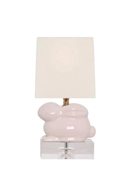 Pink Bunny Porcelain Table Lamp with Shade | The Well Appointed House, LLC
