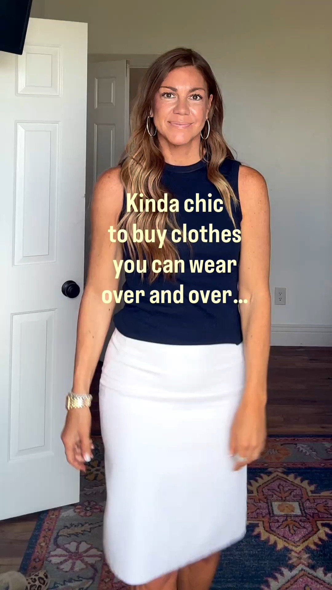 In honor of TED LASSO coming back today! ‘She’s A Rainbow’ 🌈 by The Rolling Stones 

Oh yeah, AND here are today’s kinda chic outfit details 💙🤍👌

#LTKxMadewell #LTKootd #LTKOver40