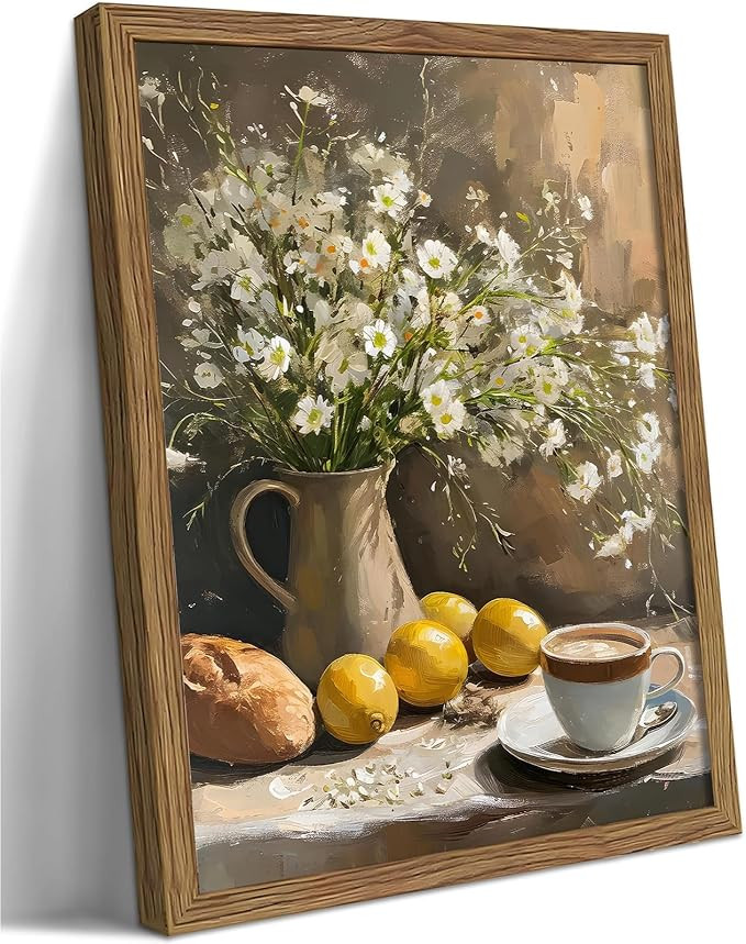 Vintage Framed Lemons Canvas Wall Art, Floral Kitchen Wall Decor, Coffee Paintings Pictures Print... | Amazon (US)