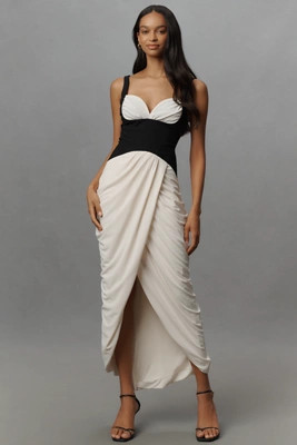 Maeve Ruched Corset Midi Dress | Anthropologie (US)