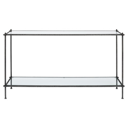 Augustus Modern Classic Black Iron Rectangular Console Table | Kathy Kuo Home