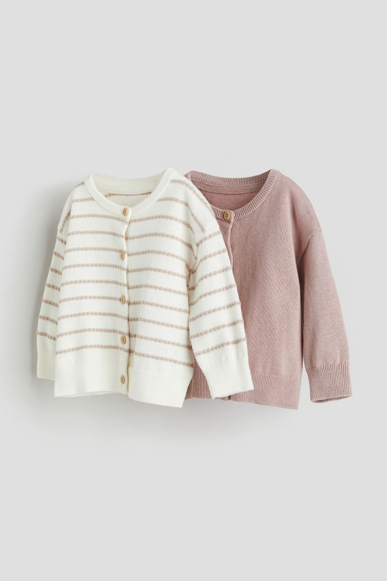 2-pack Cotton Cardigans - Light dusty pink/striped - Kids | H&M US | H&M (US + CA)