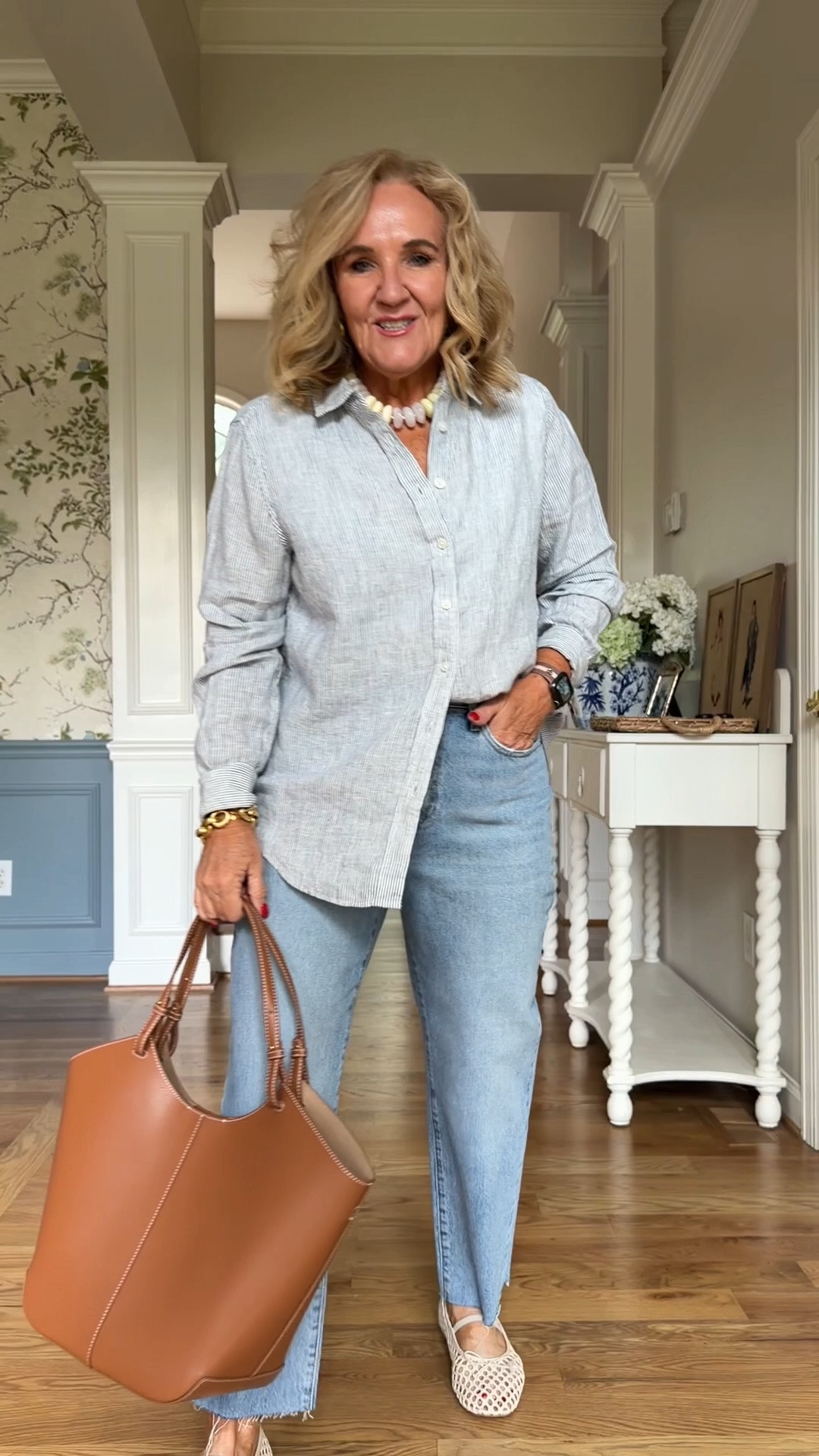 Bella rigid straight wearing size 29 short, Powder Blue raw hem 
These hold you in and really give a very smooth appearance

Bella stretch barrel jeans size 29 short, cool blue
Very comfortable and a subtle barrel

Linen pieces are still available with plenty of hot days ahead. Wearing a medium.

Striped peplum blouse, wearing a medium, consider sizing up especially if thicker in the middle

#LTKOver40 #LTKootd #LTKPetite