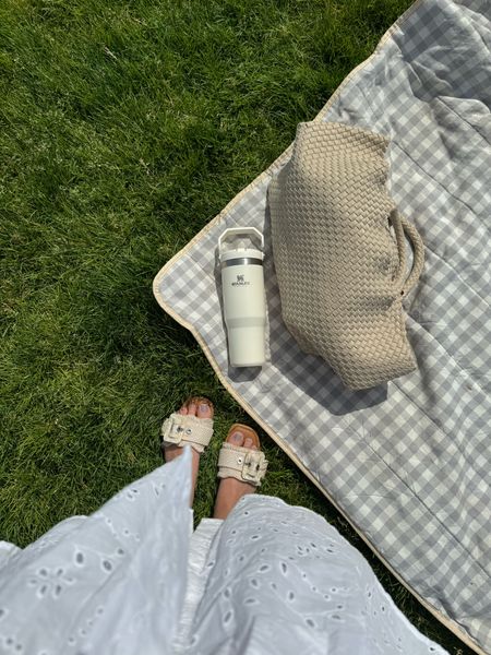 Essentials for weekend errands and soccer games! My new favorite tote bag, sandals, dress, and of course have to stay hydrated with my traveler tumbler. 

#LTKShoeCrush #LTKItBag #LTKSeasonal