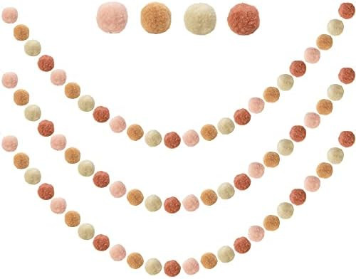 3 PCS Felt Ball Garland - Pom Pom Garland - 9.8 Feet 36 Balls 4 Pastel Colors Pom Pom Decorations... | Amazon (US)