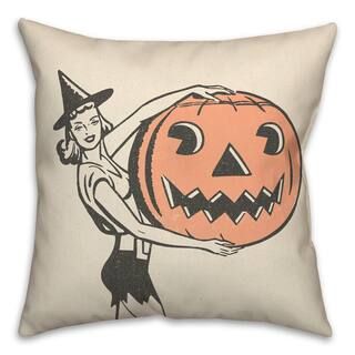 Vintage Witch & Pumpkins Throw Pillow | Michaels Stores