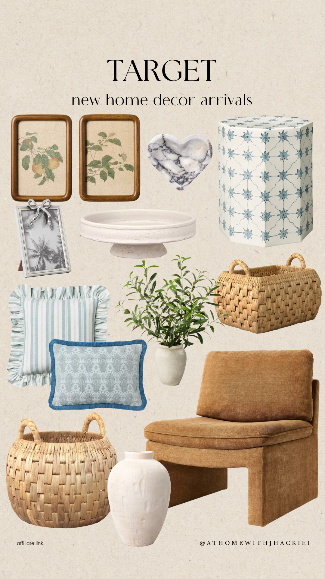 Target home decor finds, new target home decor, neutral home decor, organic modern decor, decorative baskets, marble decor accents, framed wall art, botanical wall art, ceramic table decor, neutral throw pillows, blue and white pillows, modern accent chair, warm wood decor, neutral vases, target living room decor, entryway decor accents 

 

#LTKHome