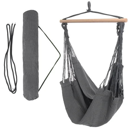 Hammock Chair Hanging Rope Swing Chair with 2 Cushions, Hammock Swing Seat Cotton for Patio, Porch,  | Walmart (US)