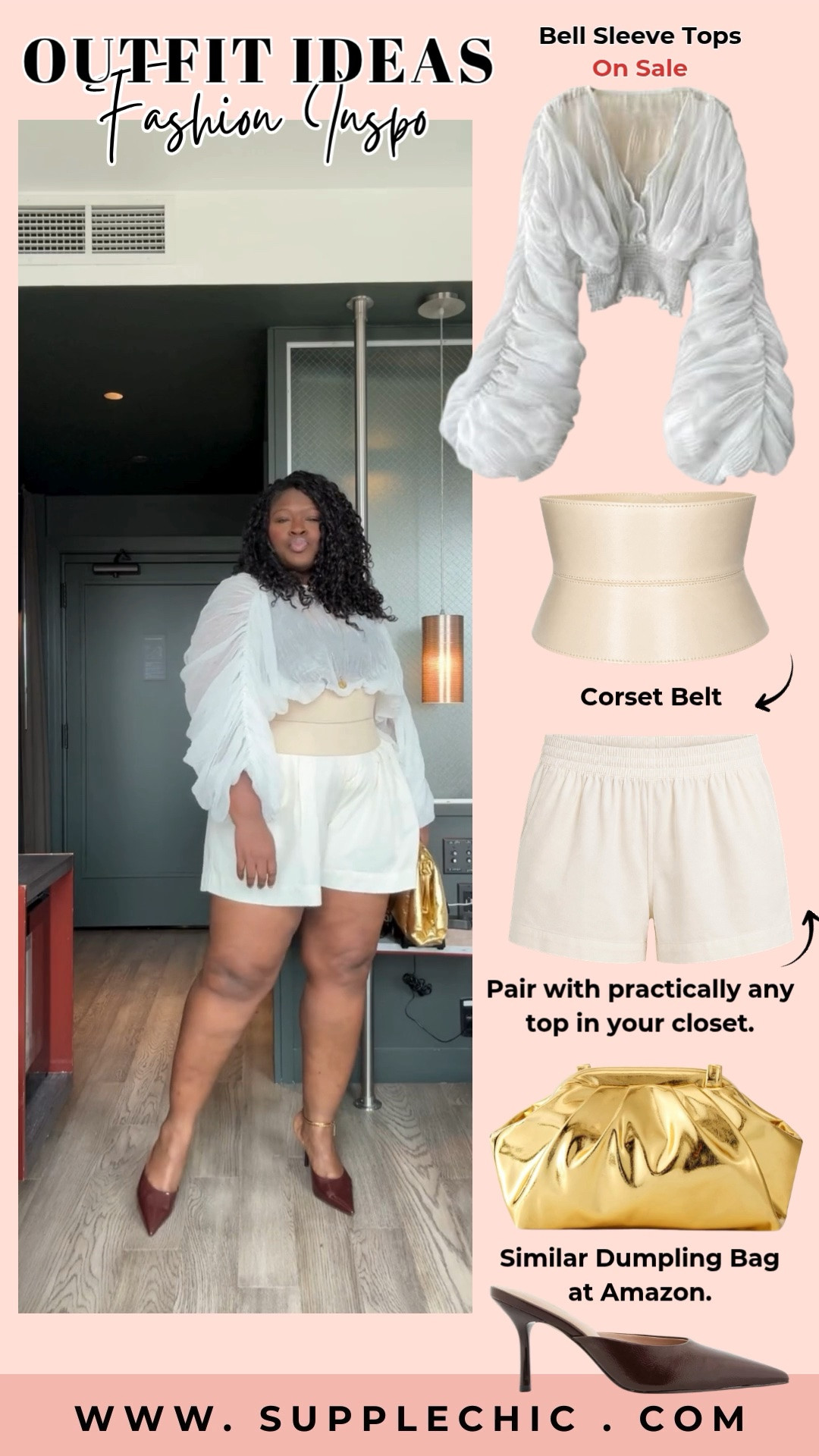 The best outfits are the ones that make you feel your best. Giving a classic summer staple a chic upgrade with a statement sleeve top, corset belt, and gold accessories. These simple pieces create an elevated outfit that works for brunch, vacation days, date nights, and summer events.  white shorts outfit ideas, summer outfits for women, chic summer fashion, vacation outfit ideas, brunch outfit, corset belt outfit, bell sleeve top, elevated basics, neutral outfit ideas, women’s fashion inspiration

#LTKootd #LTKSeasonal #LTKMidsize