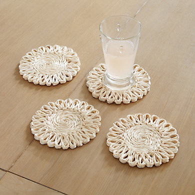 Tulum Scalloped Woven Coasters - Set of 4 | Ballard Designs, Inc.