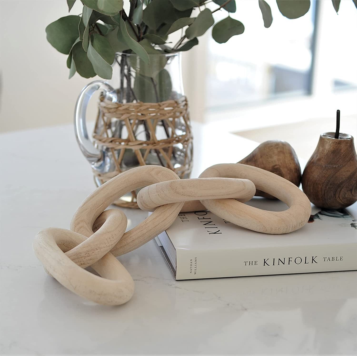 White Oak Village Wood Chain Link Decor - Hand Carved Decorative Wood Chain, 5 Link Chain Decor, ... | Amazon (US)