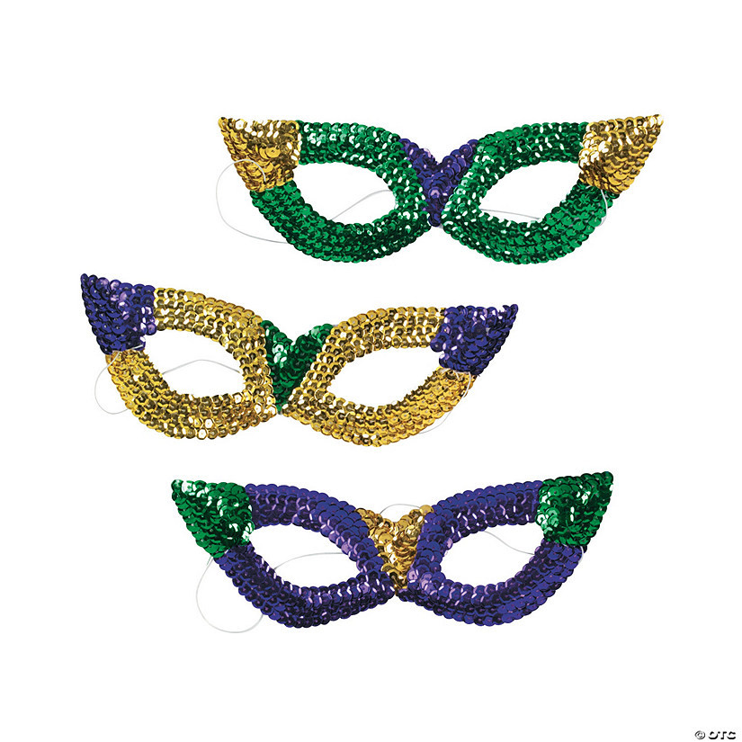 Sequin Mardi Gras Masks- 12 Pc. | Oriental Trading Company