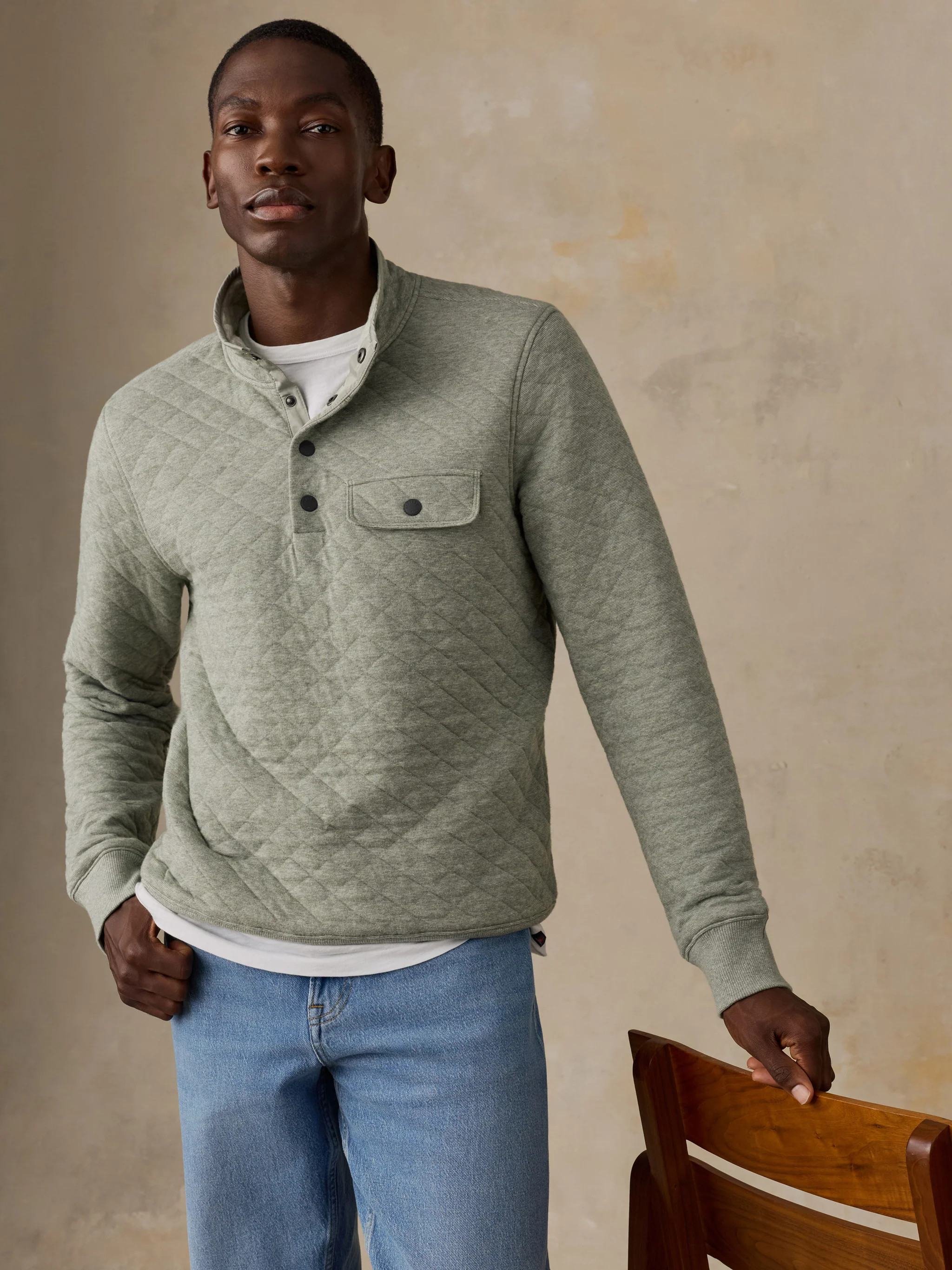 Epic Quilted Fleece Pullover - Pine Rock Heather | Faherty