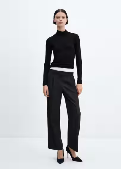MANGO - Turtleneck long-sleeved t-shirt black - M - Women | MANGO (US)
