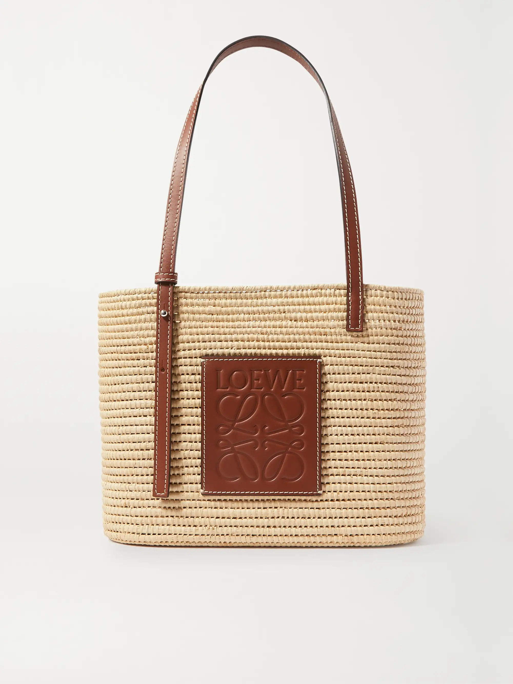 + Paula's Ibiza small leather-trimmed woven raffia tote | NET-A-PORTER (UK & EU)