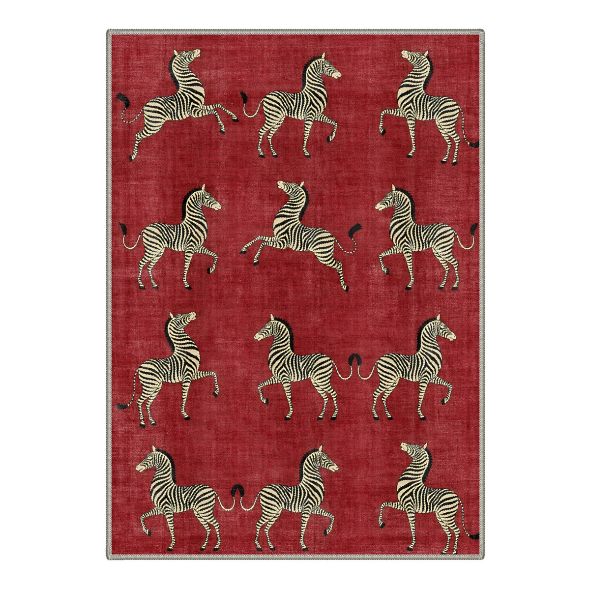 Aldovin Savanna Animal Print Machine Washable Red Indoor Area Rug with Non-Slip Backing | Wayfair North America