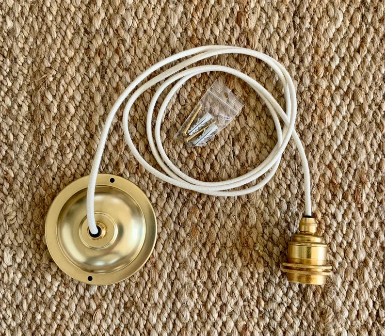 E27 base ceiling pendant kit, with 11.5cm diameter solid brass or solid burnished brass canopy. C... | Etsy (US)
